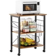 thumbnail image 1 of 3-Tier Kitchen Baker's Rack Utility Shelf Microwave Oven Stand Storage Cart Workstation Shelf 3-Tier Kitchen Utility Carton Wheels with Storage, Retro, BHCA-W4-FG, 1 of 15