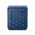 thumbnail image 5 of Techcircle Folding Case for Samsung Galaxy Z Flip 4 (6.7" 2022 Release), Leather Texture Surface Embossed Diamond Grid Shockproof Anti-drop Anti-scratch Luxury Business Case, Darkblue, 5 of 12