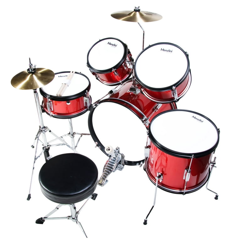 Mendini By Cecilio Kids Drum Set - Starter Child Drums Kit with Bass, Toms,  Snare, Cymbal, Hi-Hat, Drumsticks & Seat - Musical Instruments Beginner  Sets, Red Drum Set 