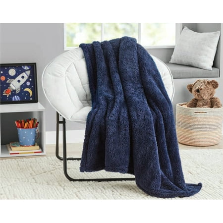 Your Zone Soft, Navy Blue, Oversized, Fuzzy, Throw Blanket for Kids, 72 x 50 inches