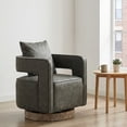 thumbnail image 6 of GOMYHOME 29" Swivel Accent Barrel Chair, Gray PU Faux Leather, Wood Base, 6 of 9