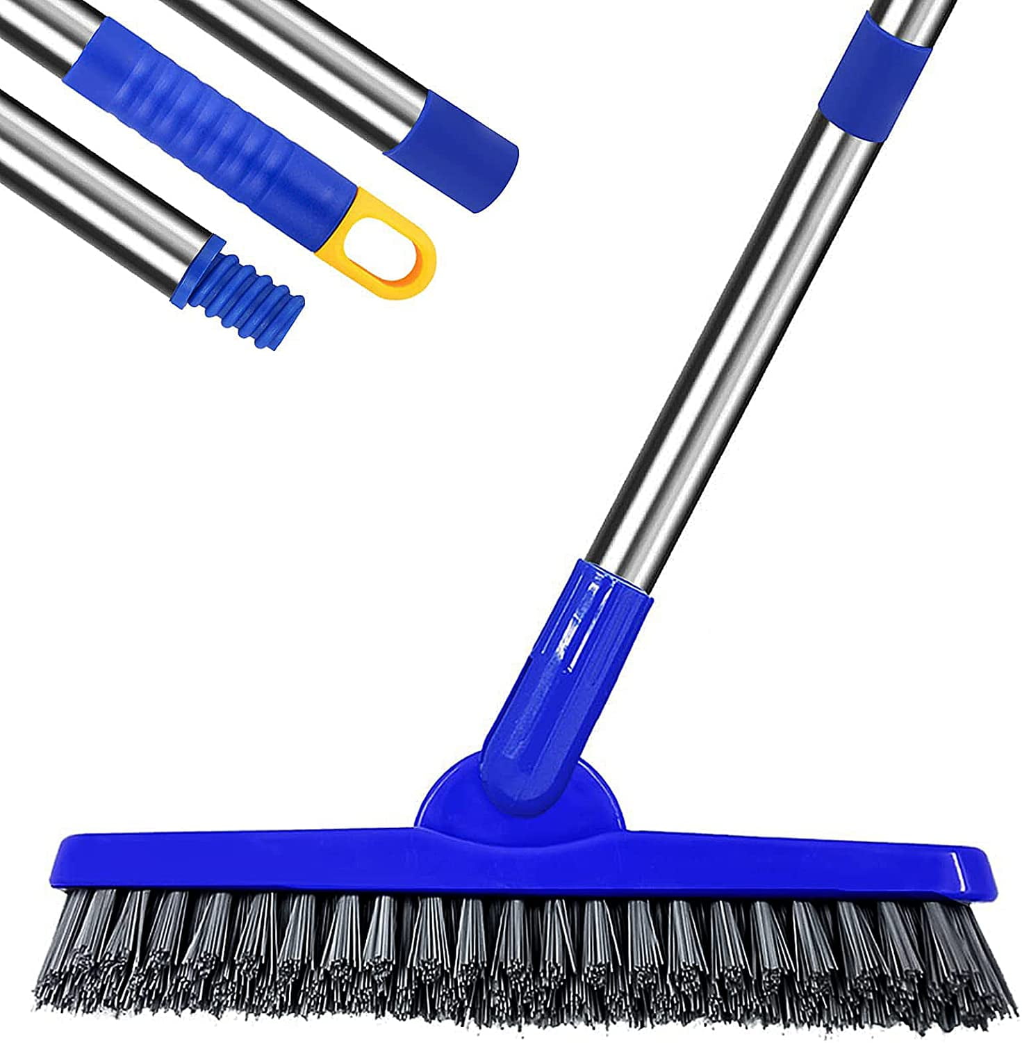 ITTAR Grout Brush with Long Adjustable Handle, Swivel Scrub Brush, V-Shape  Grout Line Scrubber with Stiff Bristle for Deep Cleaning Tile Grout