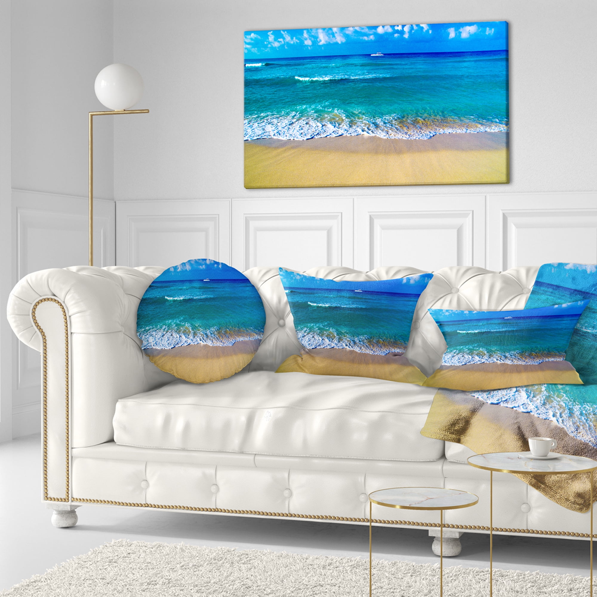 Designart 12" x 20" Blue Polyester Throw Pillow