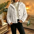 thumbnail image 7 of Lutiedan Sherpa Jackets for Women Fuzzy Fleece Button Down Cropped Jackets Long Sleeve Hooded Warm Winter Coats S-XXL, 7 of 7