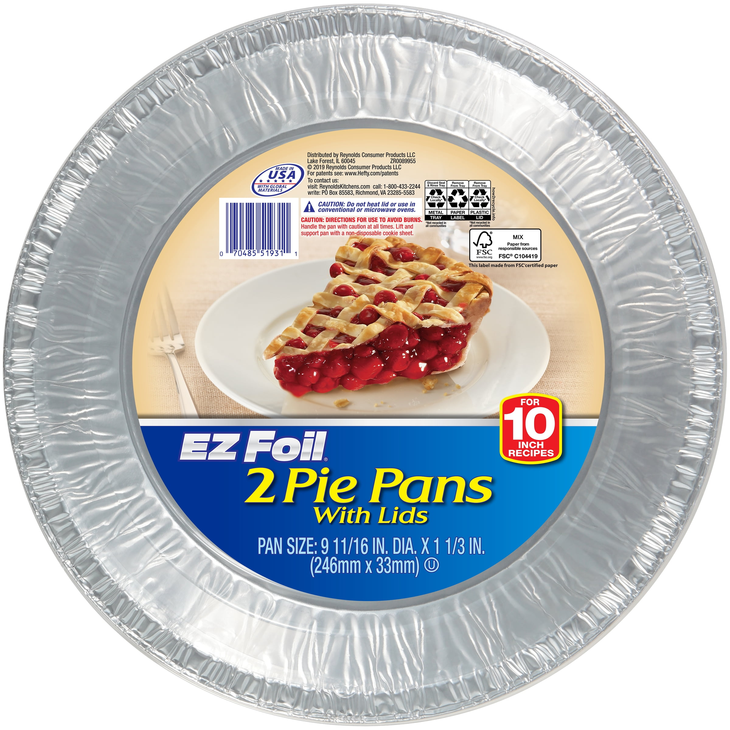 Buy EZ Foil Disposable Pie Tins With Lids 10 Inch 2 Count Online At 
