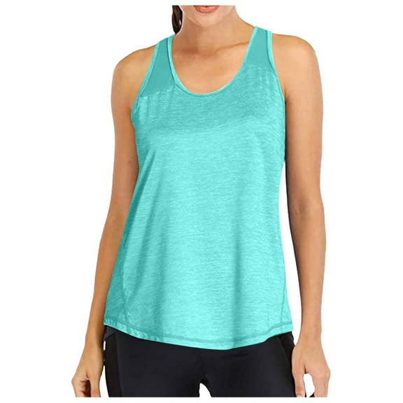 MESSUEN Racerback Tank Tops for Women Loose Fit Athletic Racerback Tank Tops for Women Crew Neck Muscle Mesh Racerback Tank Yoga Shirts Clothes Casual Tops Womens Shirts Summer Green 2XL
