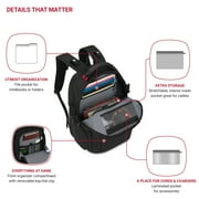 حقيبة ظهر SWISSGEAR Stride ScanSmart للكمبيوتر المحمول، 17 حجرة مبطنة، للسفر والاستخدام اليومي، أسود
