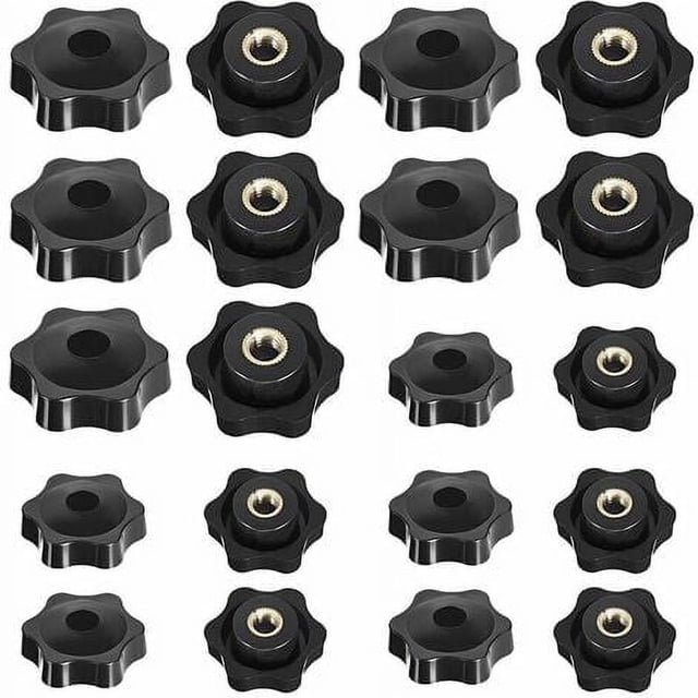 20 piezas M6 y M8 Perillas de estrella Perilla moleteada de rosca hembra Tuercas de apriete de cabeza de estrella Perilla de apriete de plástico Perilla de apriete de rosca moleteada para