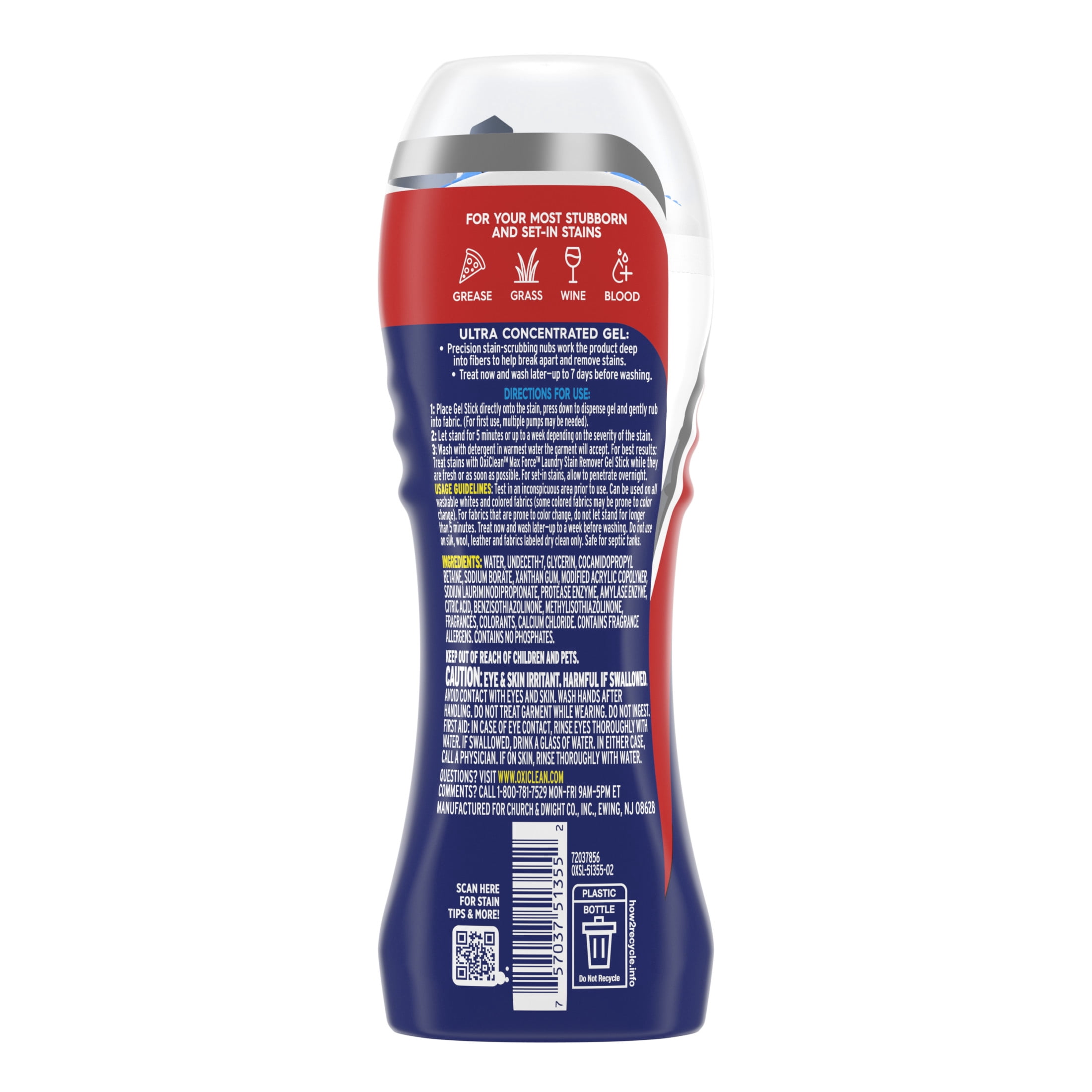 OxiClean Max Force Laundry Stain Remover Gel Stick, 6.2 fl oz