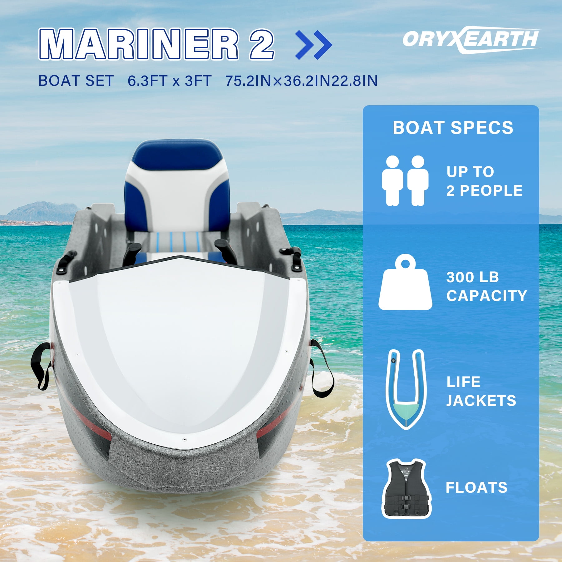 Oryxearth Electric Kart Boat 72V 74AH, Mini Jet Boat 15kw