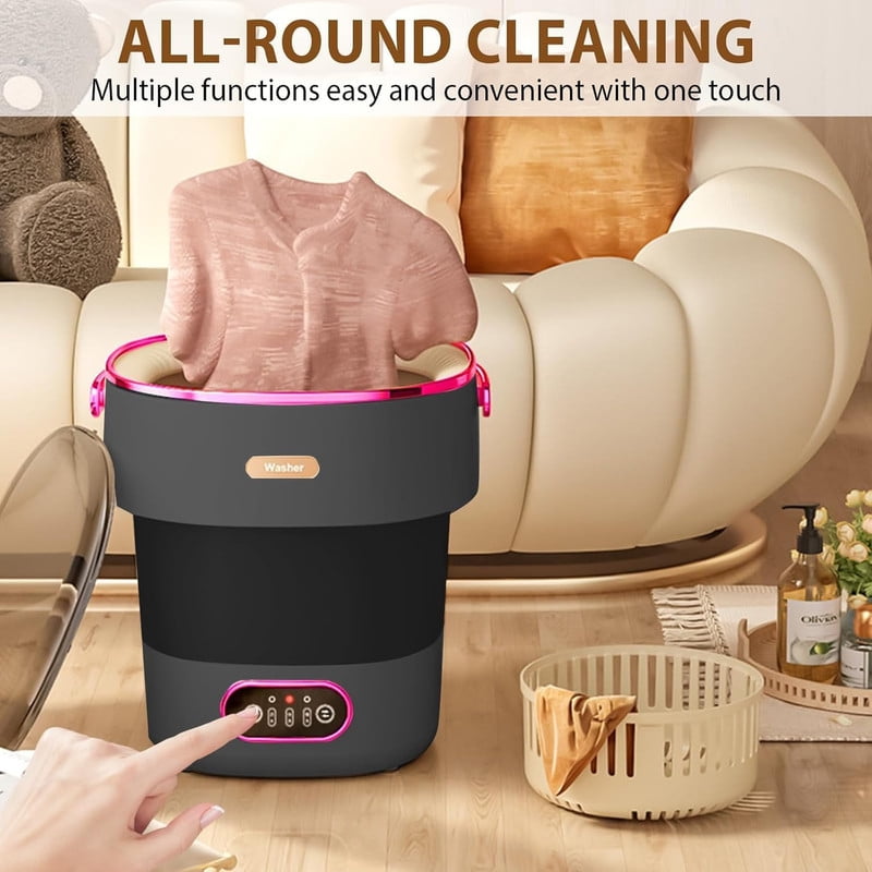 Towallmark Portable Washer, 13L Mini Washing Machine With 3 Cleaning Modes, Foldable Washer For Small Clothes Underwear Baby Clothes Socks, For Apartment Home Camping Travel, Black Purple