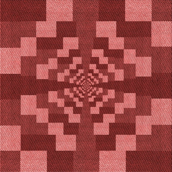 Ahgly Company Machine Washable Indoor Square Transitional Red Area Rugs, 4' Square