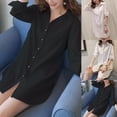 thumbnail image 4 of Women Girl Fashion White Black Long Sleeve V Neckline Slim Shirt Oversize Dress, 4 of 7