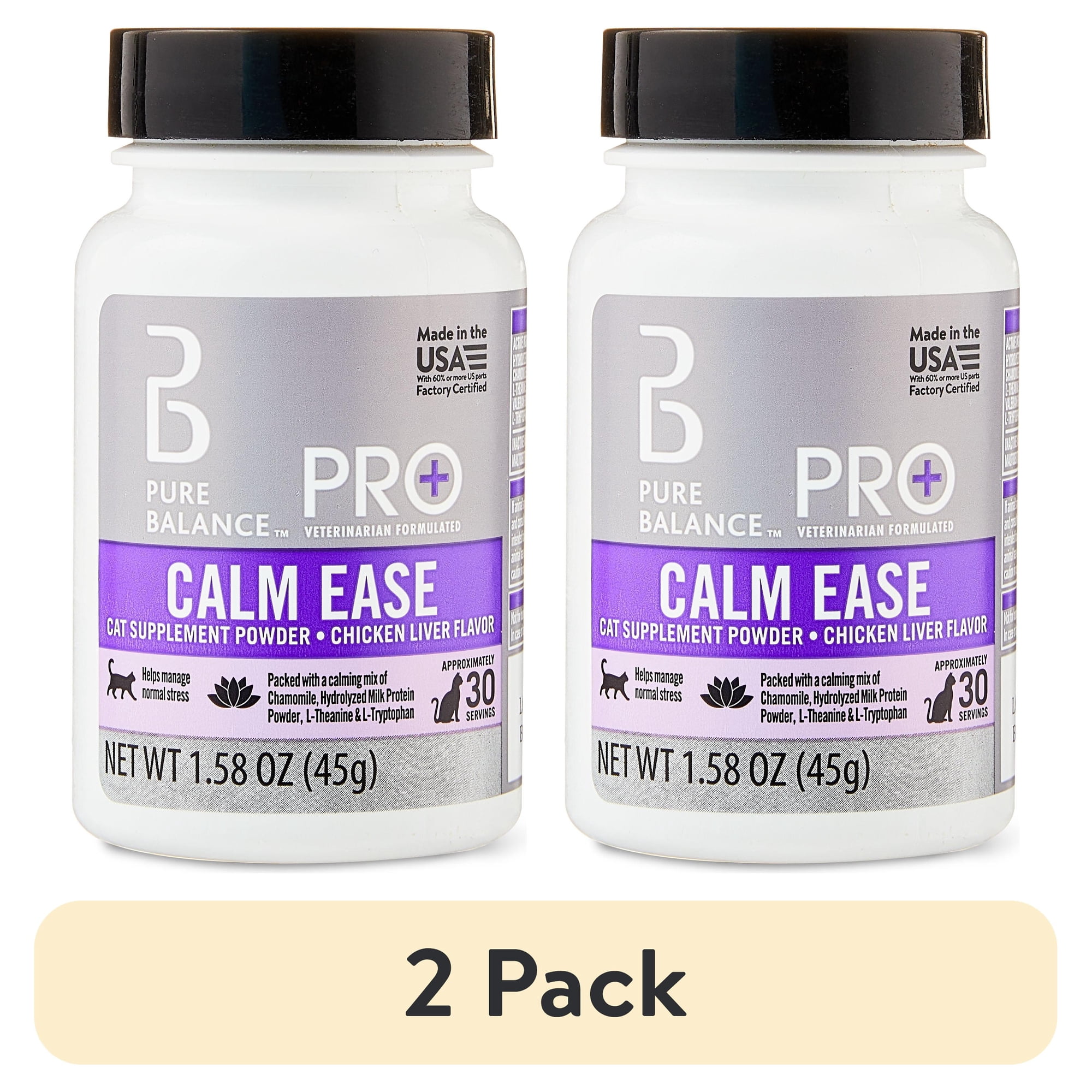 (2 pack) Pure Balance Pro+ Calm Ease for Cats, Chicken Liver Flavor, 30 Servings