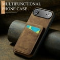 thumbnail image 3 of Case Compatible with iPhone Air with PU Leather Back + TPU Frame, Card Slot with RFID Blocking Kickstand Classic Slim Fit Phone Cover Designed for iPhone Air - Brown, 3 of 8