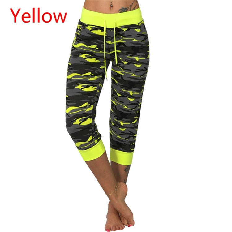 Women Camouflage Sport Fitness Pants Fashion 3/4 Jogging Capri Pants