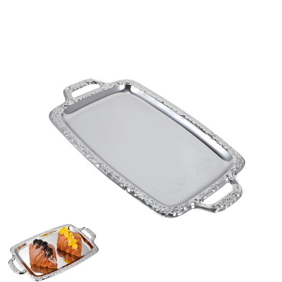 1pack of Metal Coffee Table Tray 15.75x9.06In Decorative Platter Decor Silver Platter for Buffet Wedding Party Jewelry Decorative Tray