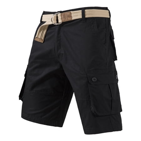 GrmtClth Mens Cargo Shorts Casual Golf Outdoor Work Lightweight Hiking Shorts Big and Tall Athletic Shorts Fishing Summer Shorts with Multi Pockets (No Belt) Black L