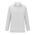 thumbnail image 3 of MIXUE Women Blouses Linen Solid Color Lapel Button Down Long Sleeve Pockets Womens Summer Tops Activewear,White,L, 3 of 6