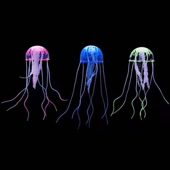 3Pcs Artificial Fake Jellyfish Glowing Effect Jellyfish Ornament Floating Aquarium Decorations For Fish Tank Decoration Ornament