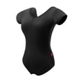 thumbnail image 3 of Ballet Leotards With V Hollow Back Short Sleeves Dancewear Bodysuit Teen Girls, 3 of 7