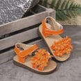 thumbnail image 6 of kpoplk Girls Sandals Open Toe Strappy Summer Shoes Summer Flower Casual Sandals(Orange,11), 6 of 7