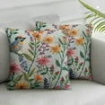 thumbnail image 3 of nygtbtfer Embroidered Throw Pillow Covers Pack of 2 Vintage Birds with Flowers Pillow Cushion Cases Decorative Pillowcases Home Decor Square Floral Pillow Case White, 3 of 7