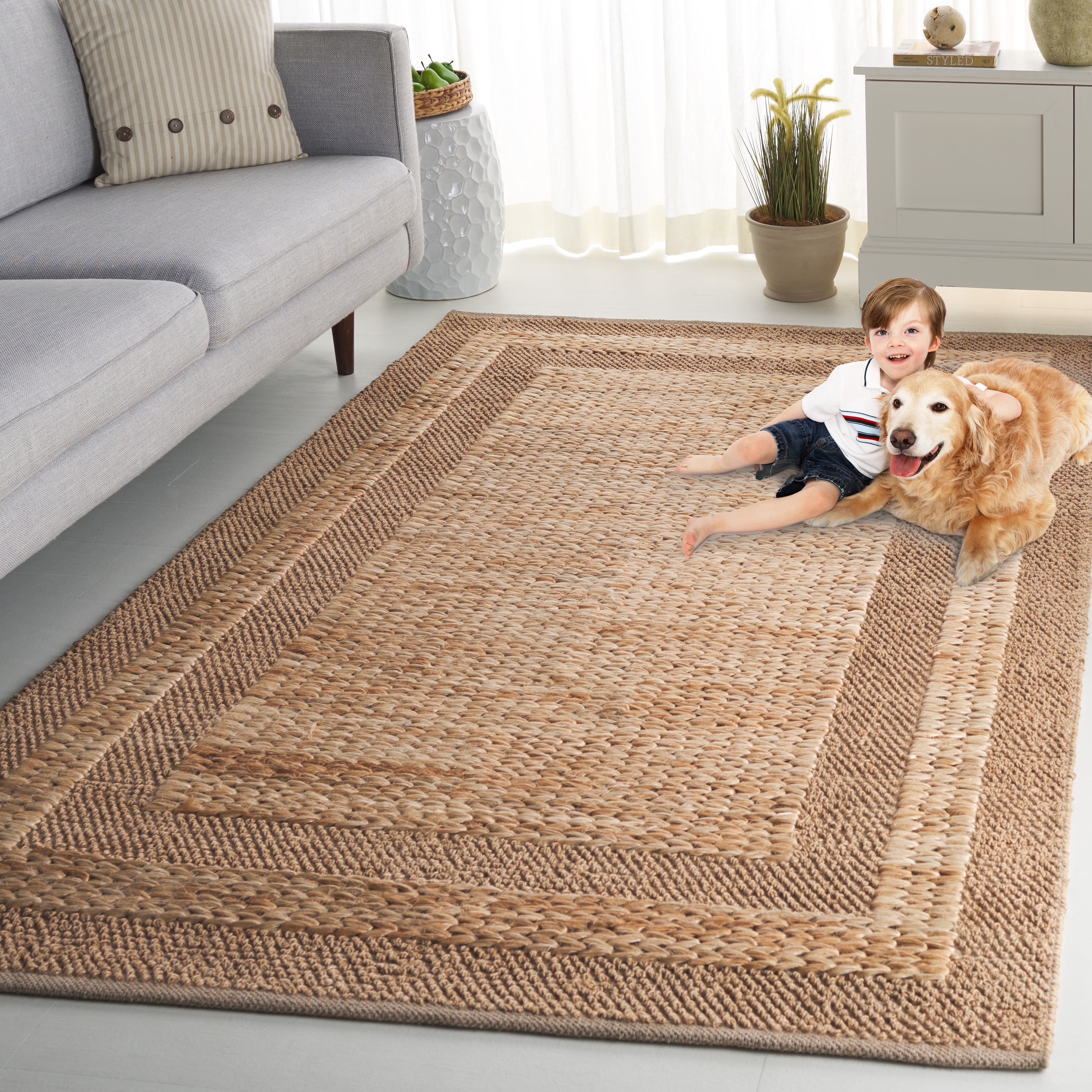 SAFAVIEH Natural Fiber Keegan Bordered Area Rug, Natural, 6' x 9'