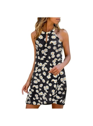  Dresses for Women Fashion Floral Printed Tank Dress Summer  Loose V Neck Dresses Button Up Sleeveless Beach Sundresses Dresses for  Women Church Wear 2024 Vestidos De Verano para Mujer : Clothing