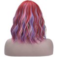 thumbnail image 2 of BERON Rainbow Wigs Short Curly Bob Wig with Bangs Wavy Hair Wigs 14 Inches Women's Synthetic Wigs Daily Party Use, 2 of 5