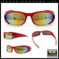 thumbnail image 2 of Mens Classic 90s Oval Cropped Bottom Wrap Around Sport Plastic Sunglasses Red - Orange Mirror, 2 of 8