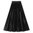 thumbnail image 3 of DuoJiaJ Summer High Waist Glossy Pleated Midi Skirt Flowy Long Skirt With Shiny Finish For Casual And Dressy Occasions A Line Skirts Women Black One Size, 3 of 3