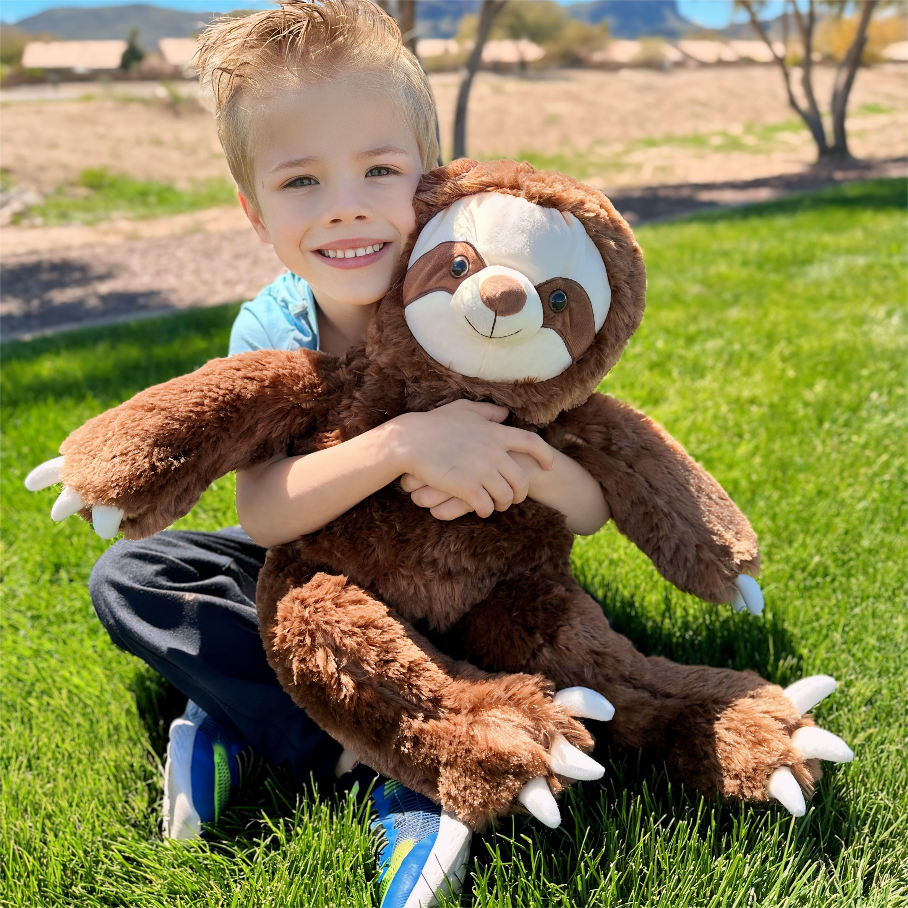 MorisMos 24" Sloth Stuffed Animal Mommy Sloth Plush Toy with 4 Baby Plush Toys