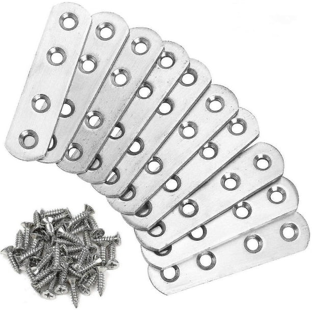 Fixing Straight Flats Plates, 10pcs Legs Plated Brackets Rep Bracket Fixing Furniture Less Steel 76 X 16 Mm