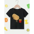 thumbnail image 5 of MAWOTEA Chicken Nugget OR Fries Lover Funny Graphic T-shirt for Kids,Black Fabric 100% Cotton, 5 of 5