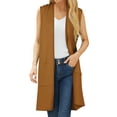 thumbnail image 4 of Nlife Women Open Front Vest Wool Knitted Long Cardigan Sleeveless Sweater with Pockets, 4 of 9