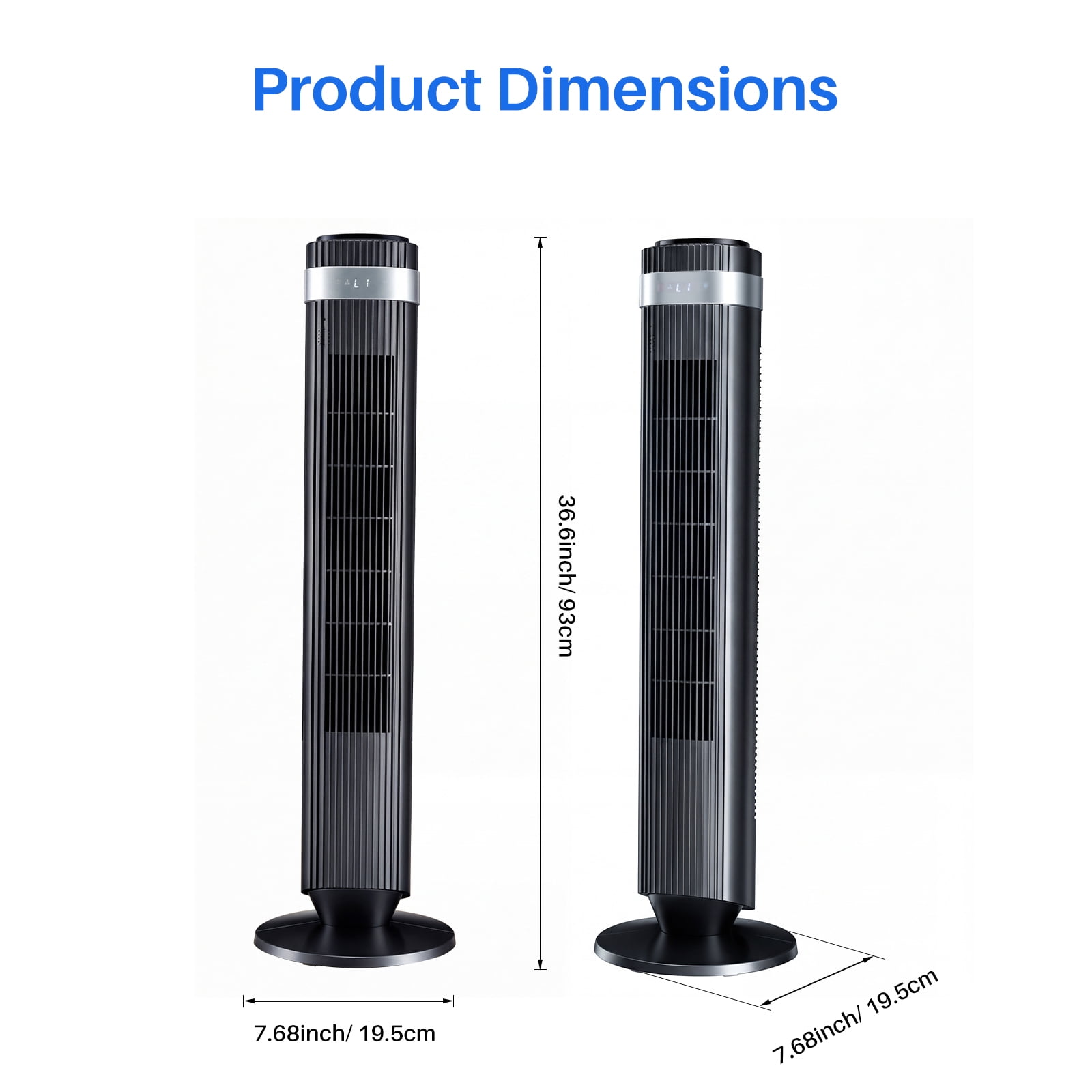 EDX Bladeless Tower Fan for Bedroom, 25ft/s High Velocity 28dB Quiet DC Fan, 5 Speeds 4 Modes, 12H Timer 64°Oscillating, Remote Standing Fan for Home Office Indoor, Black