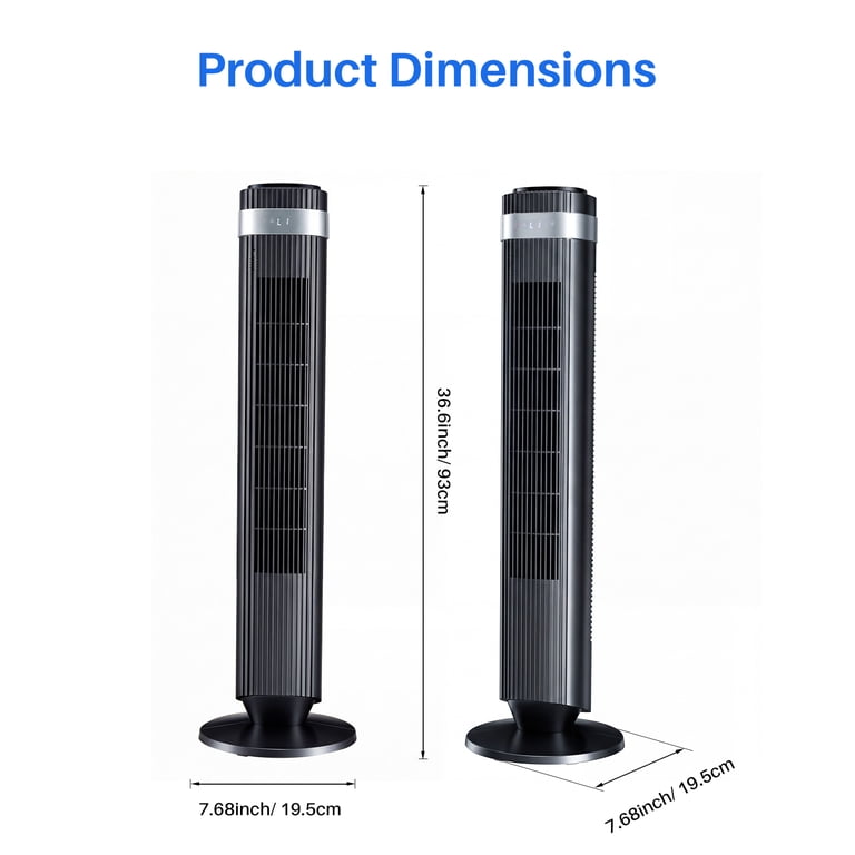 EDX 28dB Bladeless Tower Fan, 5 Speeds, 12H Timer, Remote photo 2