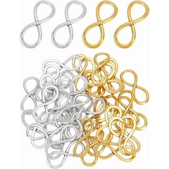 40Pcs 2 Colors Infinity Connector Charms Linking Rings Jewelry Accessories Charms 12mm Hollow Round Charms Pendant for DIY Making Necklace Bracelet Creative Gift