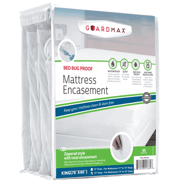 Guardmax Jersey Knitted King Zippered Mattress Encasement with Deep Pockets - Waterproof & Bed Bug Proof Mattress Protector - Comfortable, Soft, and Noiseless Zippered Bedding - (78 x 80 x 15)
