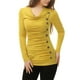 thumbnail image 1 of Top acanalado con botones y mangas largas con cuello vuelto para mujer Amarillo XL, 1 of 6