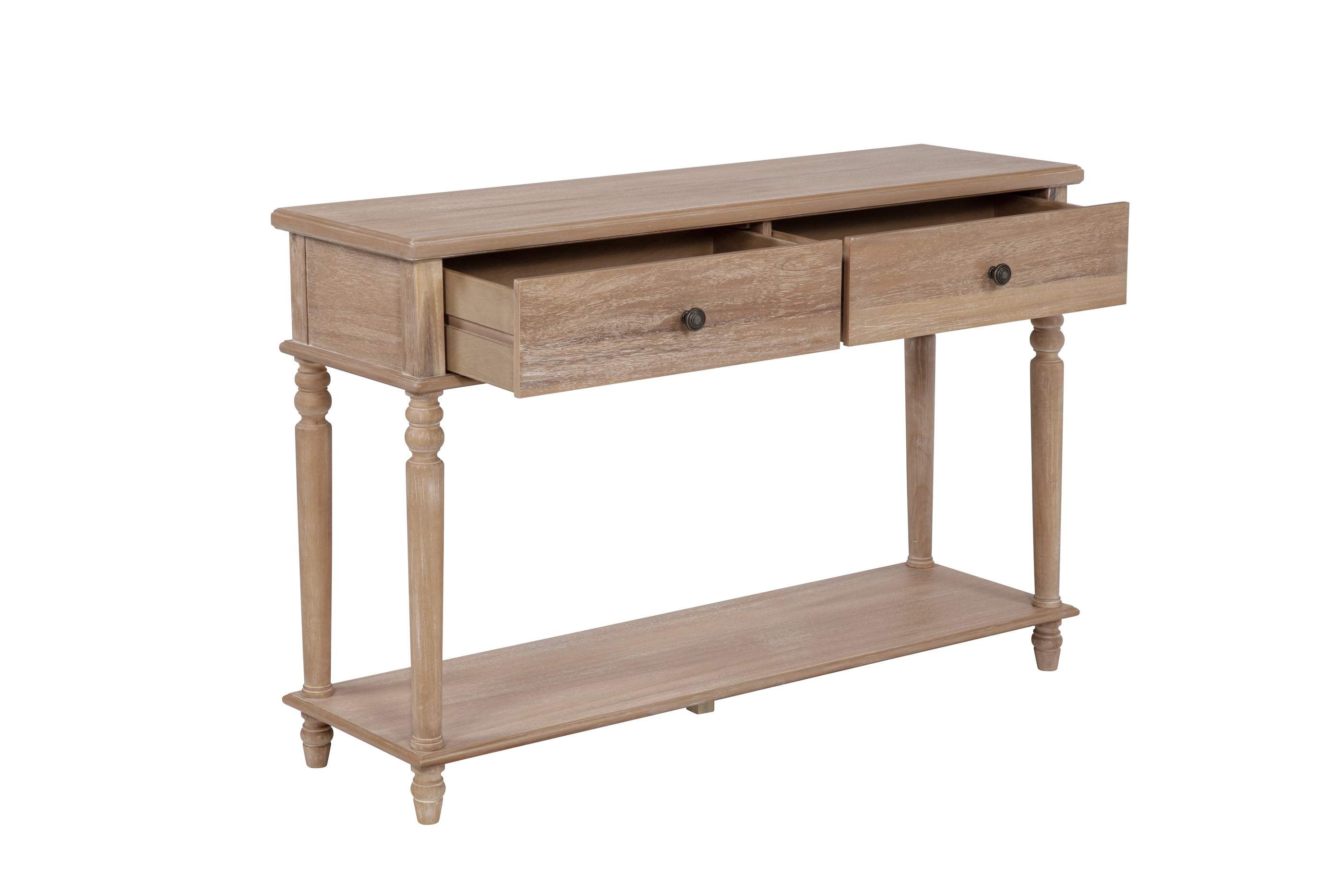 Powell Mcghie Rustic Two Drawer Wood Console Table with Shelf, Natural