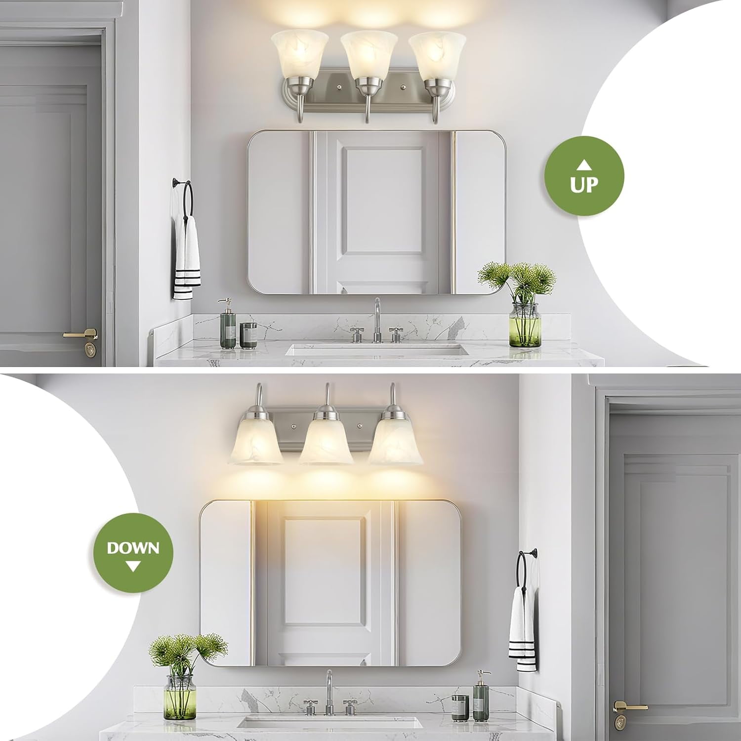 NATYSWAN 3 Light Bathroom Vanity Lights(Bulbs Not Included), Modern Lighting Fixtures Brushed Nickel Wall Lamp Vanity Lights Apply for Mirror Living Room Cabinet Bedroom