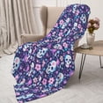 thumbnail image 3 of Rateoe Skull Purple Flower Pattern Flannel Throw Blanket, Ultra-soft Blanket for Bed, Couch, Car, Hypoallergenic Anti-pilling blanket-40"x30"(Vertical), 3 of 6