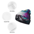 thumbnail image 3 of Lsque Modern Abstract Colorful Skull Pattern Knitted Beanie, Unisex Winter Hat, Knit Hat Winter Beanies Thick Fisherman Beanies Cuffed Plain Skull Caps, 3 of 6