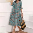 thumbnail image 2 of Fridja Robe Imprimée Ligne A pour Femmes, Col en V, Manches Courtes, 2 of 7