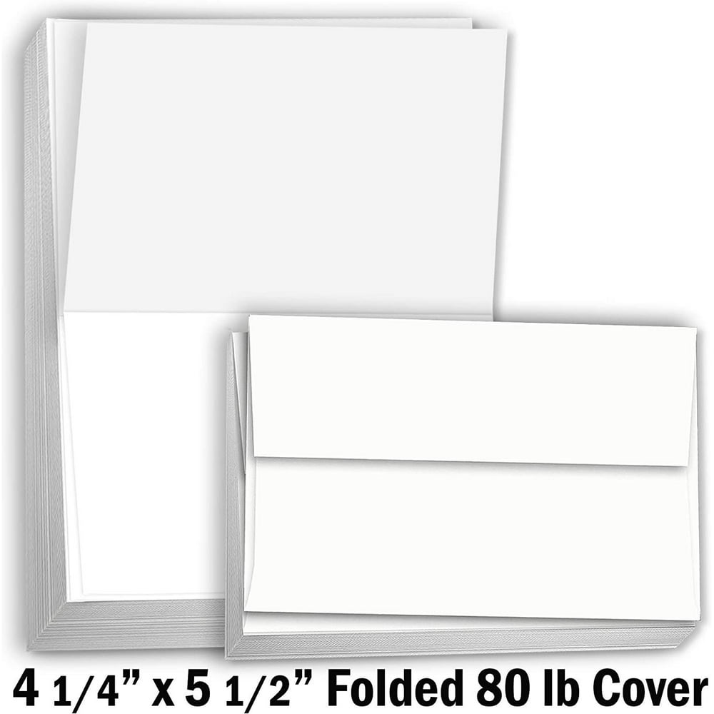 Hamilco White Cardstock Thick Paper 4 1/4 x 5 1/2" Blank Folded Cards
