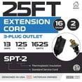 thumbnail image 2 of 25 Ft Black Extension Cord 2 Pack - 16/2 Durable Electrical Cable, 2 of 5