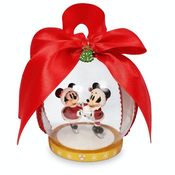 Disney Parks Mickey and Minnie Skating Ball Christmas Ornament New with Tag