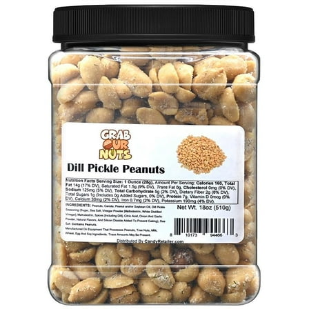 Grab Our Nuts Dill Pickle Flavored Roasted Peanuts - High Protein Snack - 18 Ounces